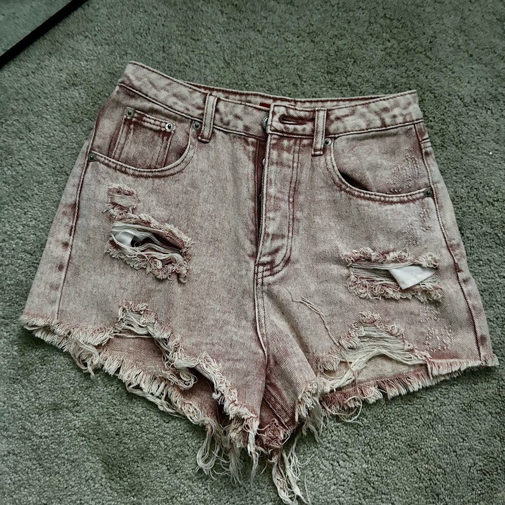 Signature8 Light Pink Distressed Jean Shorts
